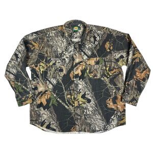Vtg Cabelas Shirt Mens 2XLT Tall Camo Long Sleeve‎ Mossy Oak Shadow Leaf Hunting